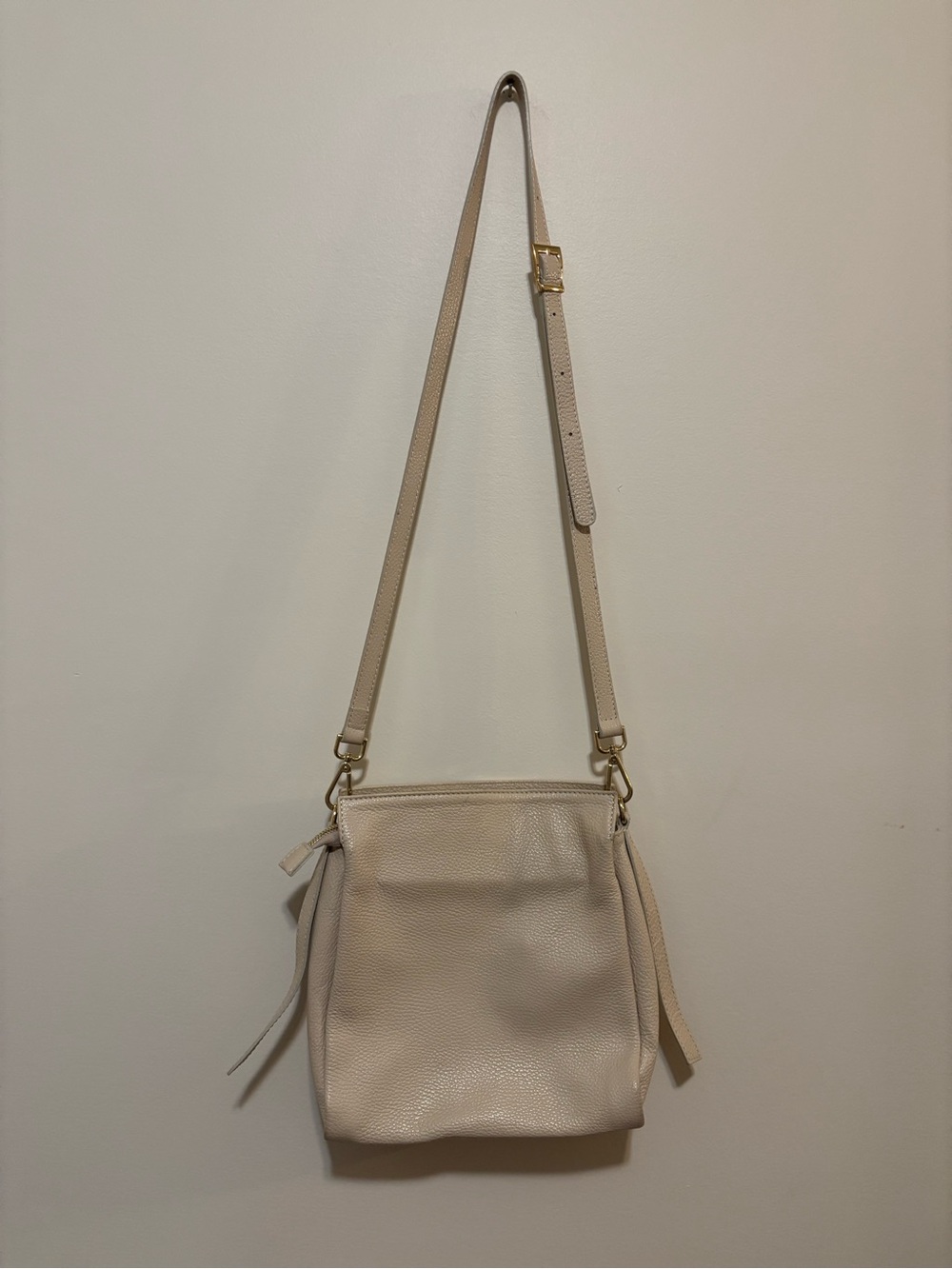 Made in Italy Classic Cream Leather Crossbody Bag